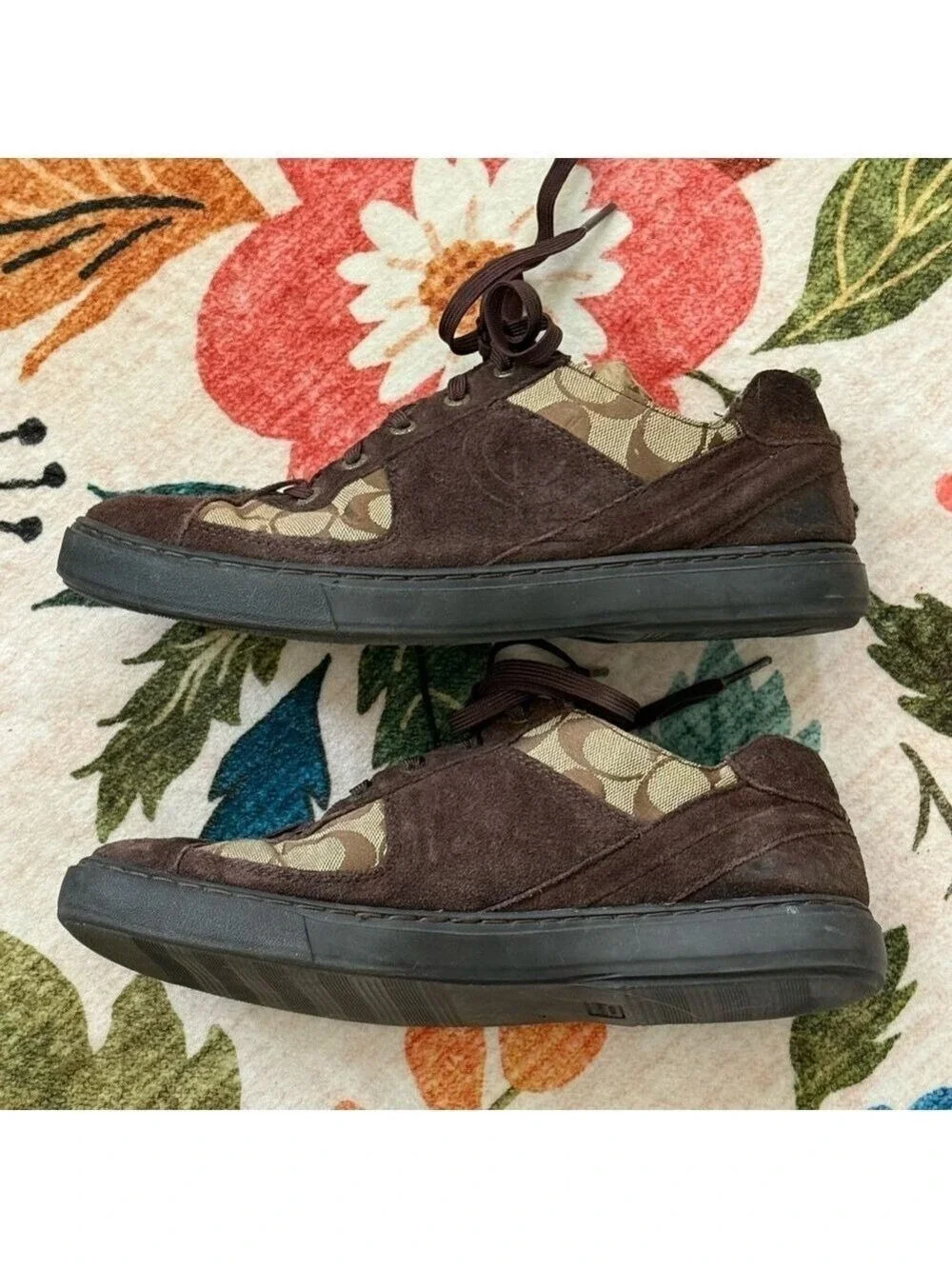 Coach Edwin Sherpa Lined Sneakers Brown Tan Logo Men's Size 8